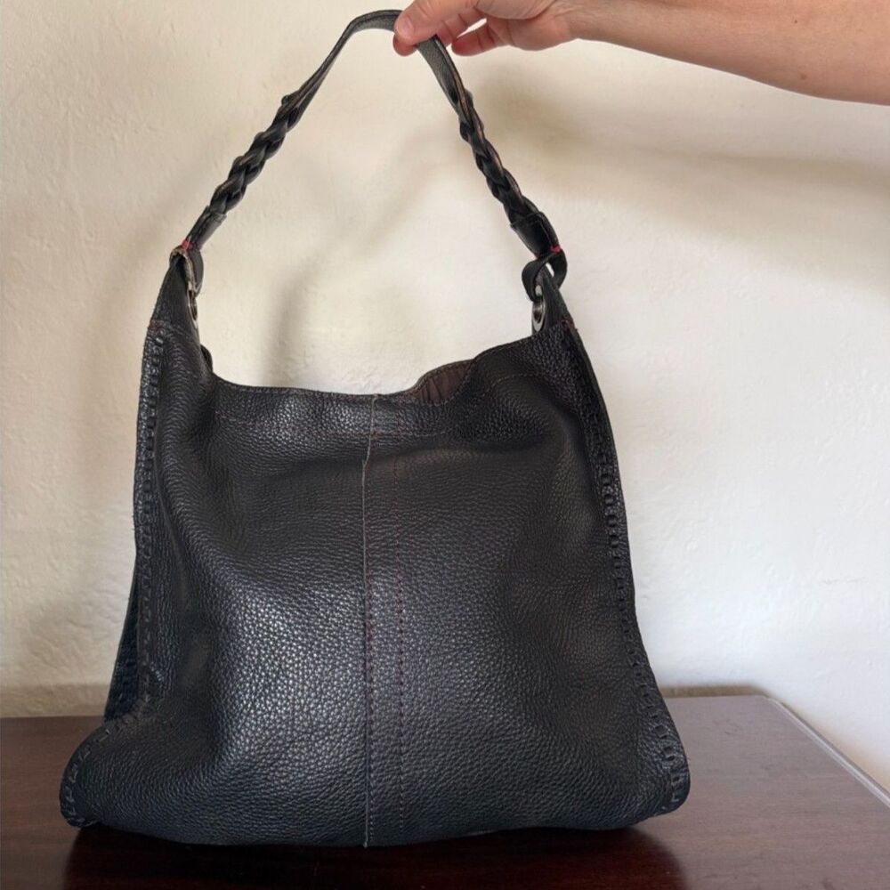 Lucky Brand Slouchy Black Pebbled Leather Hobo Bag